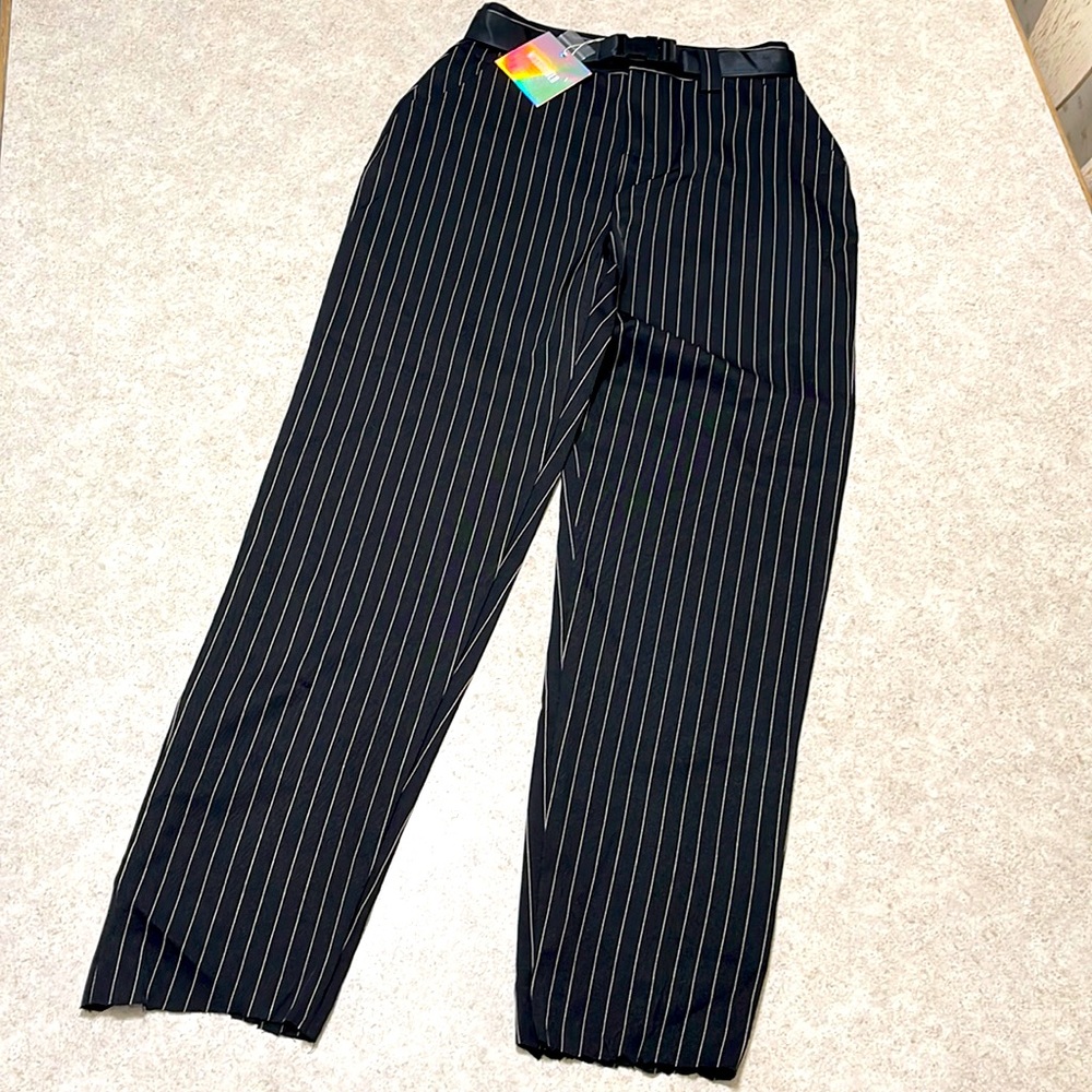 BNWT MISSGUIDED BLACK STRIPE CARGO TROUSERS